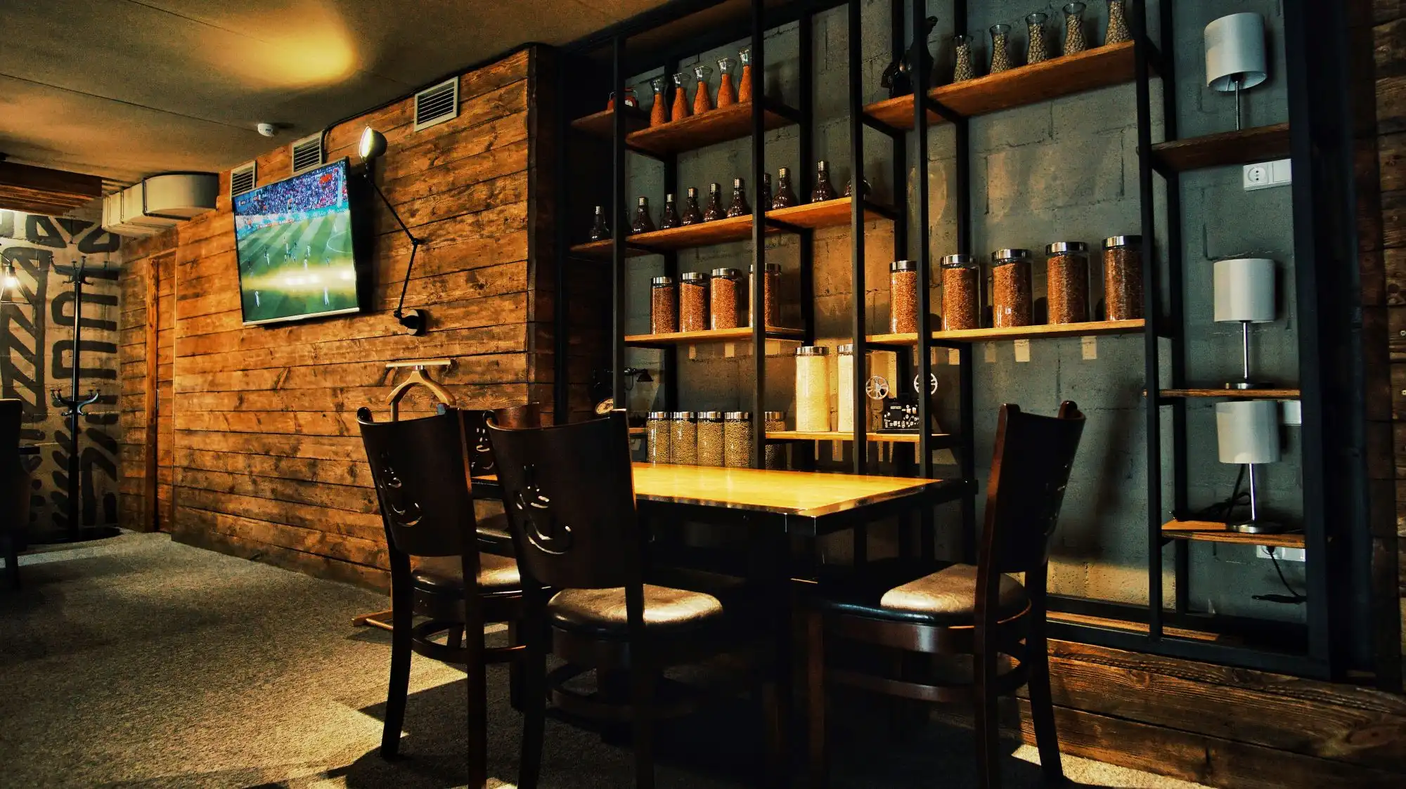 Bar interior, atmospheric lighting